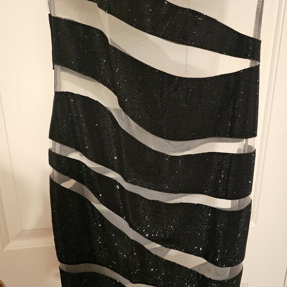 Rhinestone & Sheer Cocktail Dress - Picture 6 of 9